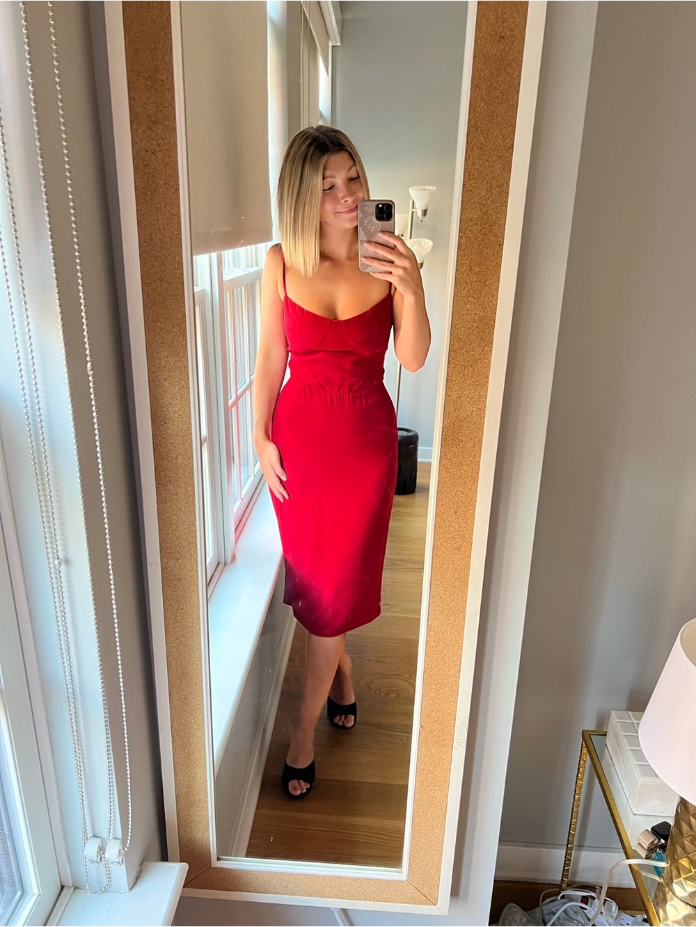 Reformation Red Spaghetti-Strap Midi Dress